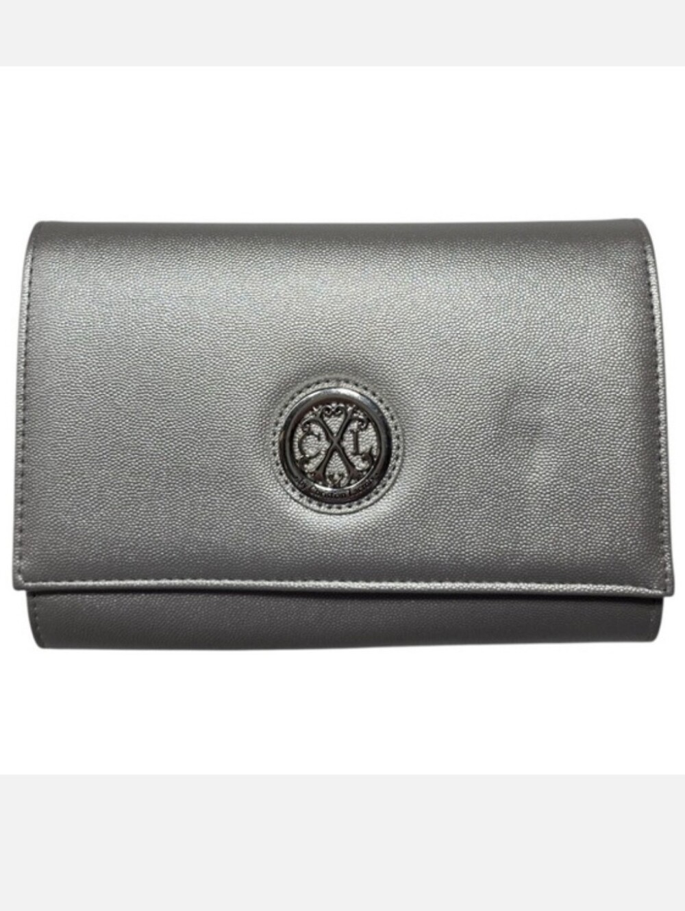 Christian Lacroix Metallic Silver Paris Caviar Clutch NWT